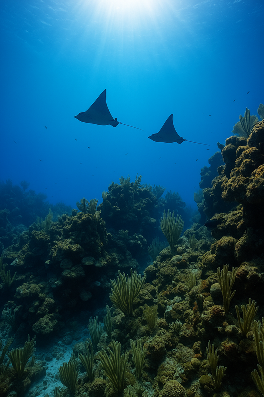 Grace in the blue - Eagle Rays of Roatan Honduras